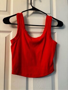 Madewell orange/Red Ribbed Scoop Tank - Women's